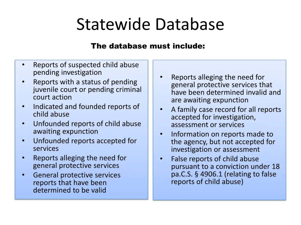 statewide database