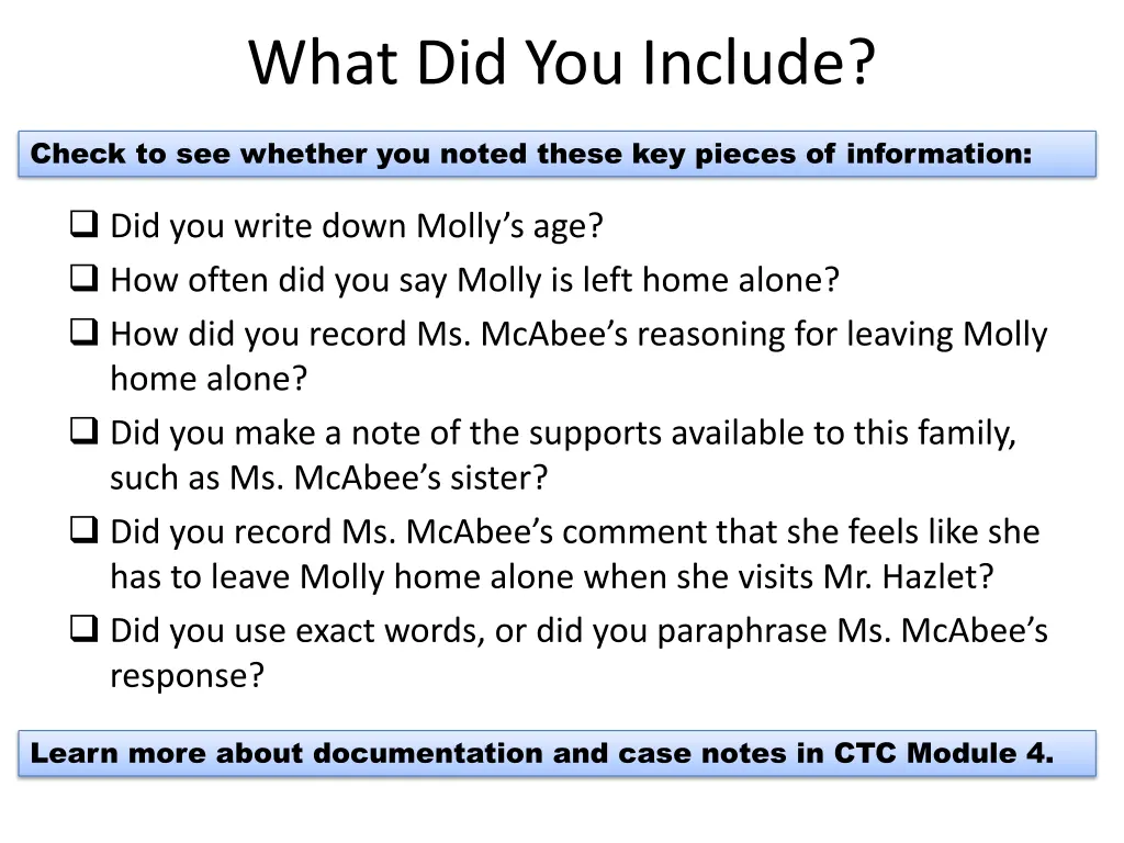 what did you include
