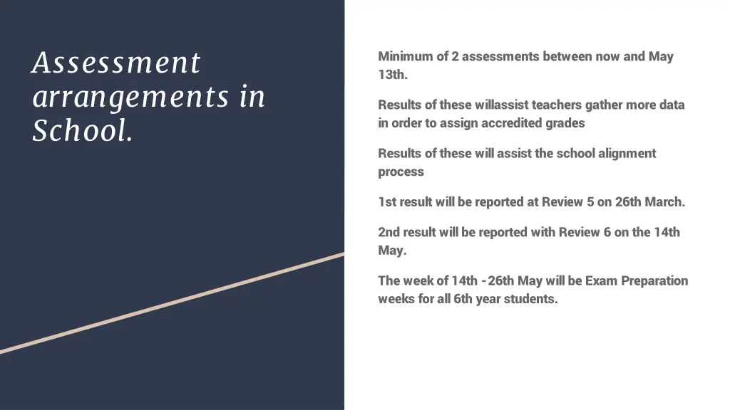 assessment arrangements in school