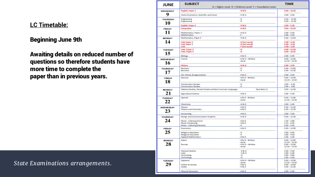 lc timetable