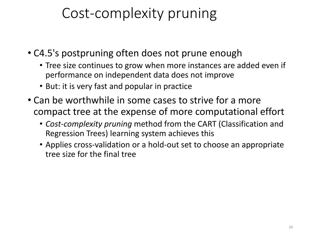 cost complexity pruning