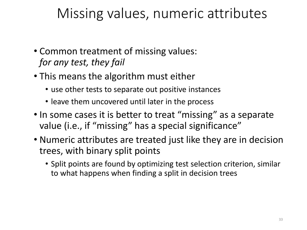 missing values numeric attributes