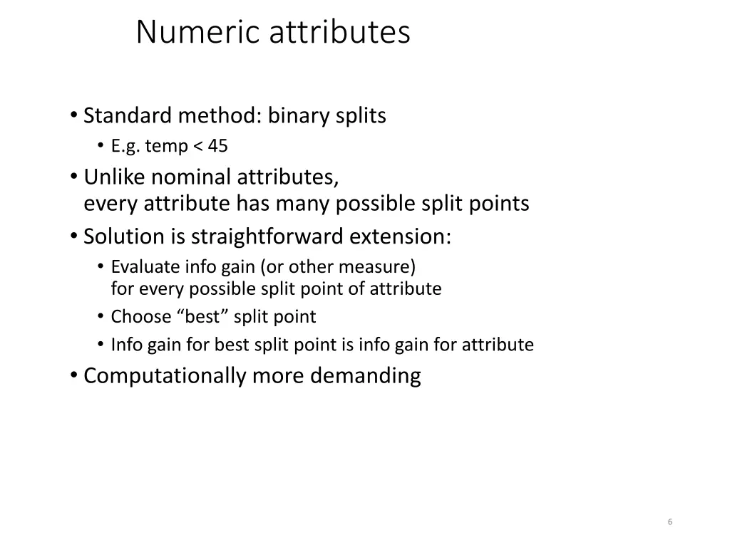 numeric attributes