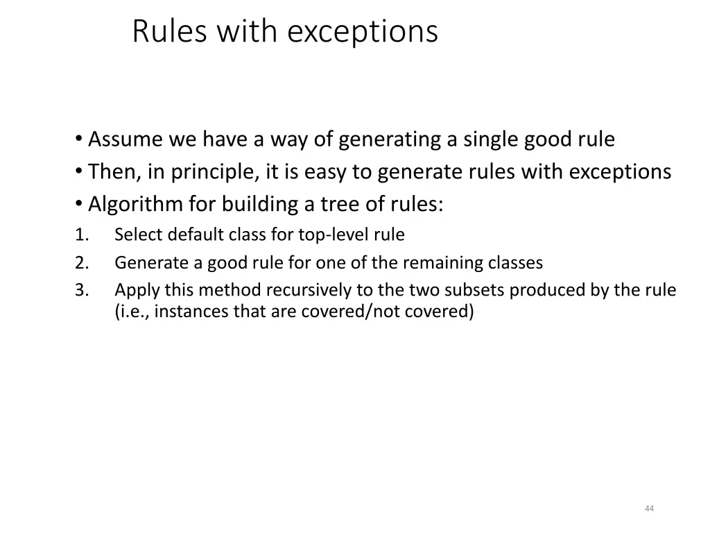 rules with exceptions