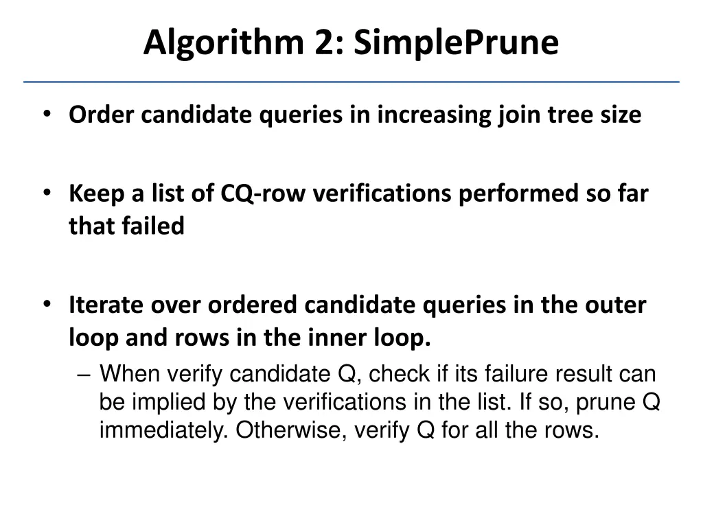 algorithm 2 simpleprune