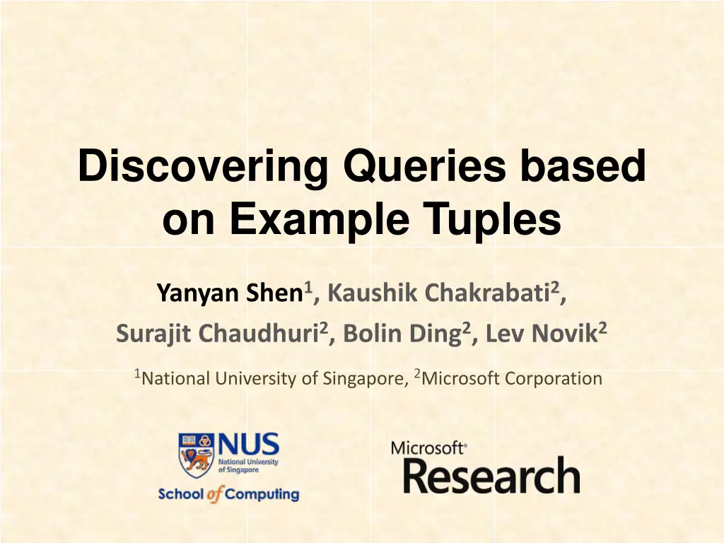 discovering queries based on example tuples