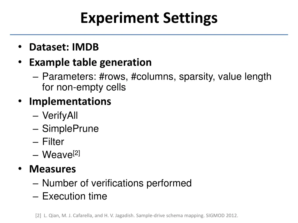 experiment settings