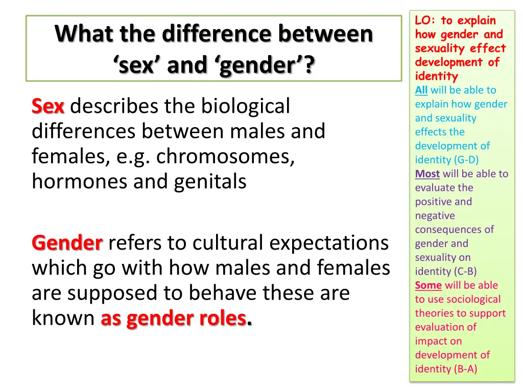 lo to explain how gender and sexuality effect 2