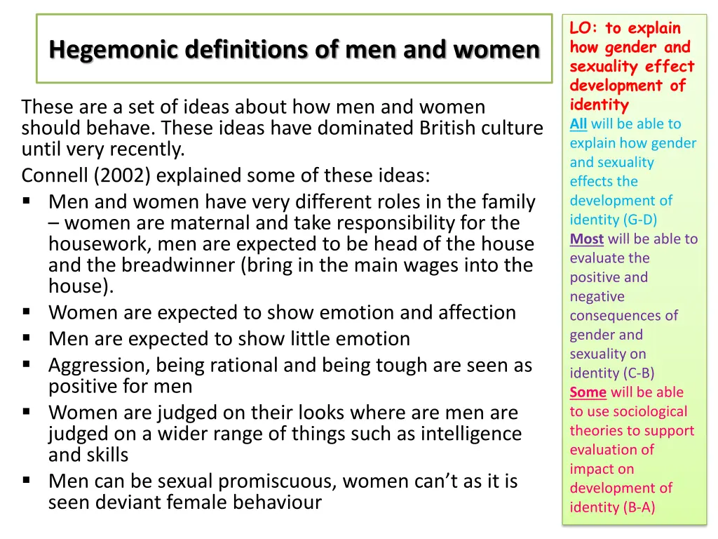 lo to explain how gender and sexuality effect 4