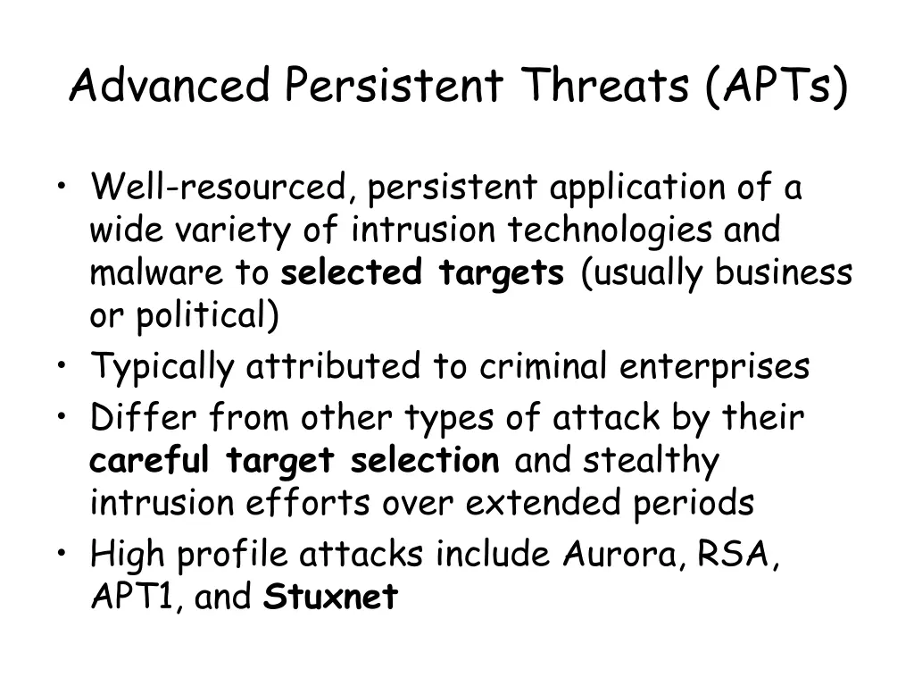 advanced persistent threats apts
