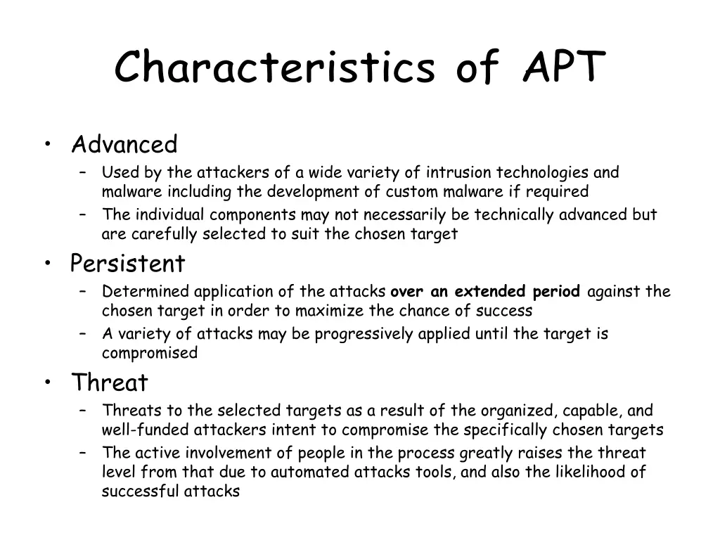 characteristics of apt