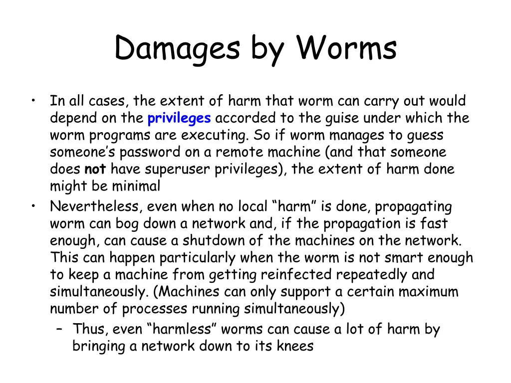 damages by worms