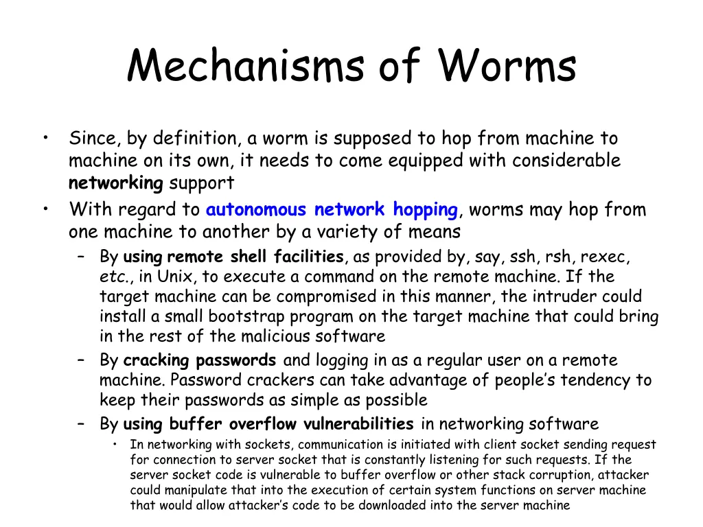mechanisms of worms