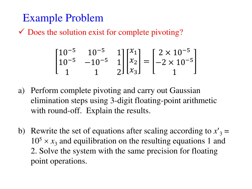 example problem does the solution exist