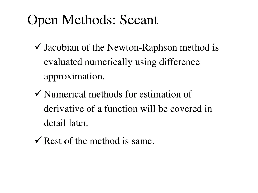 open methods secant