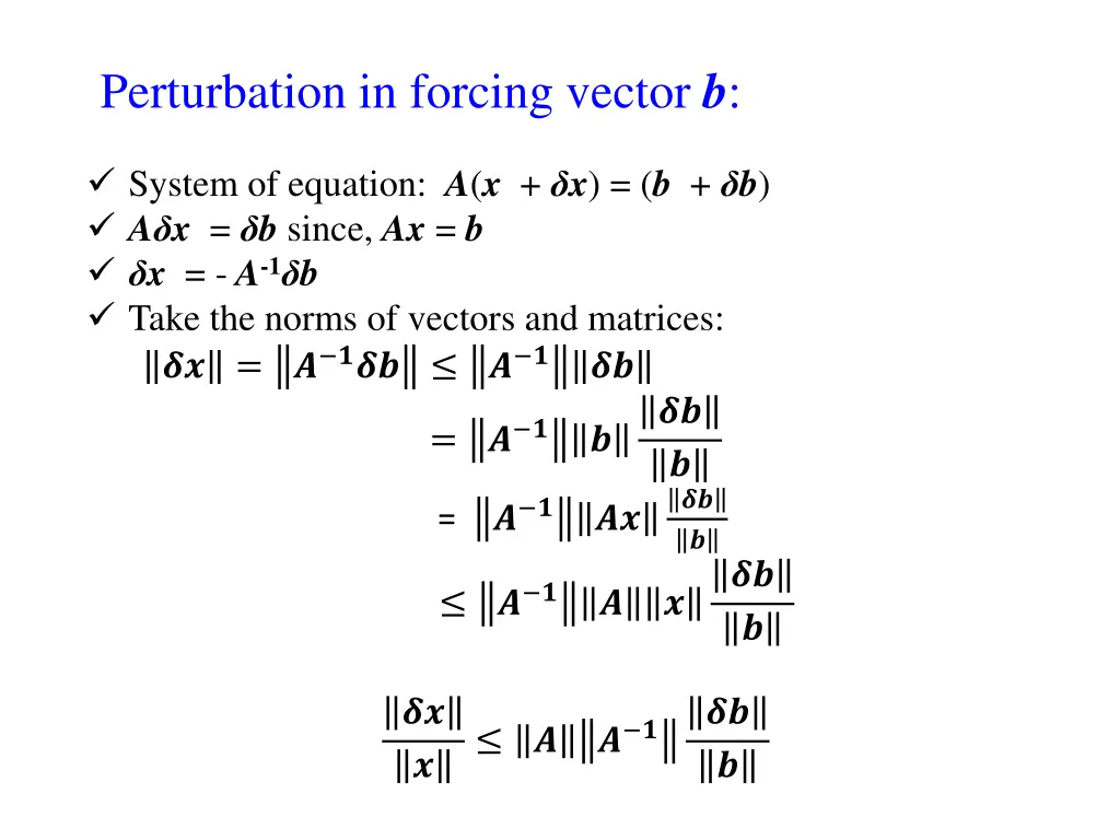 perturbation in forcing vector b