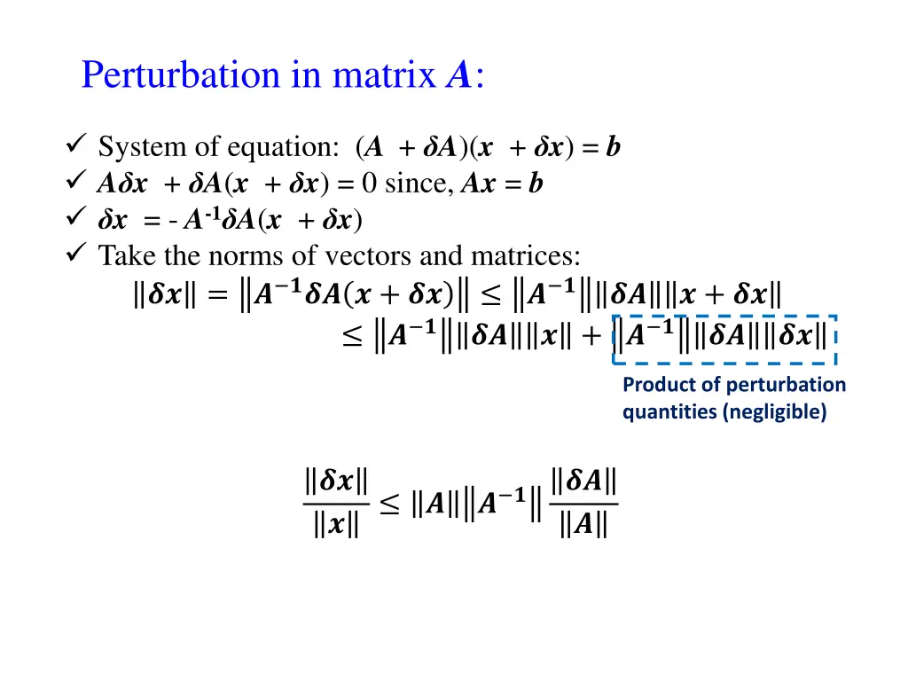perturbation in matrix a