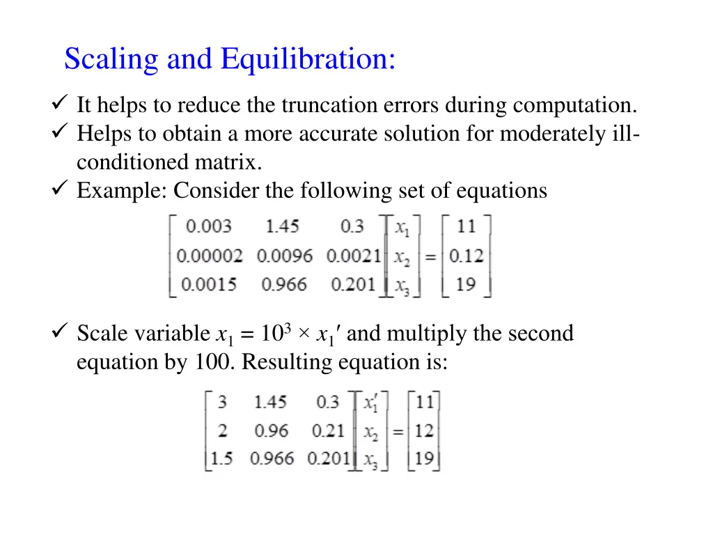 scaling and equilibration