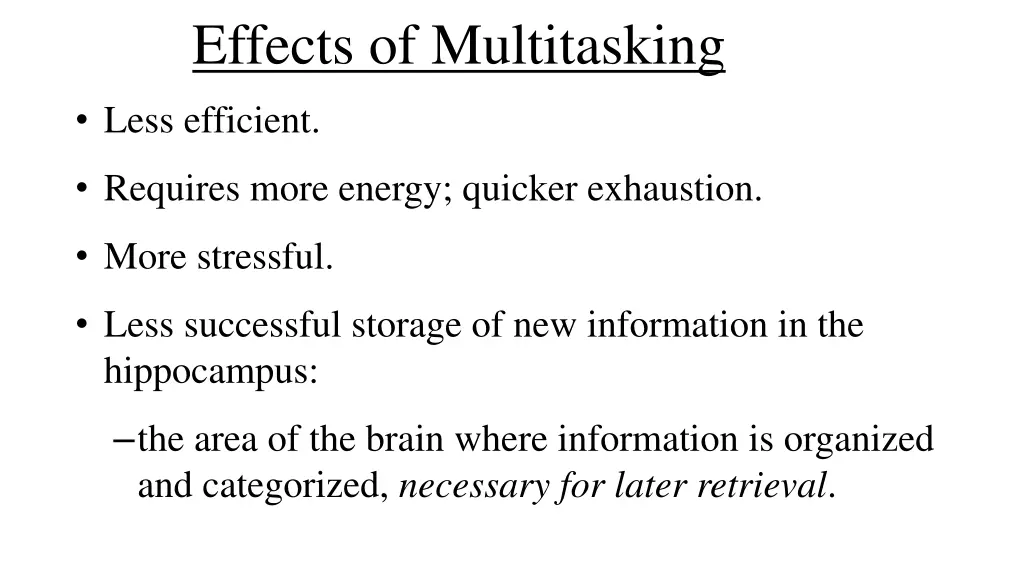 effects of multitasking