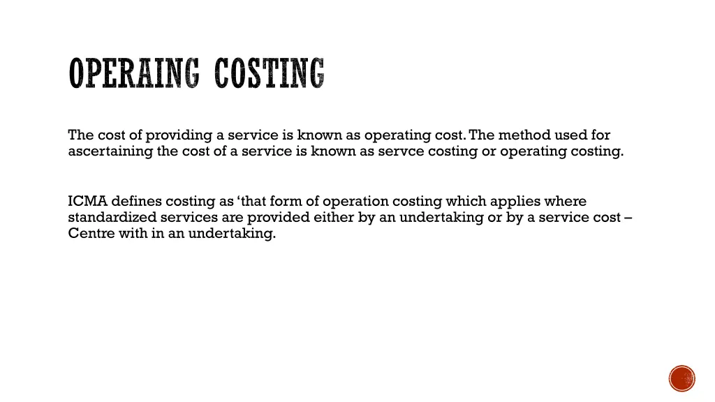 operaing costing