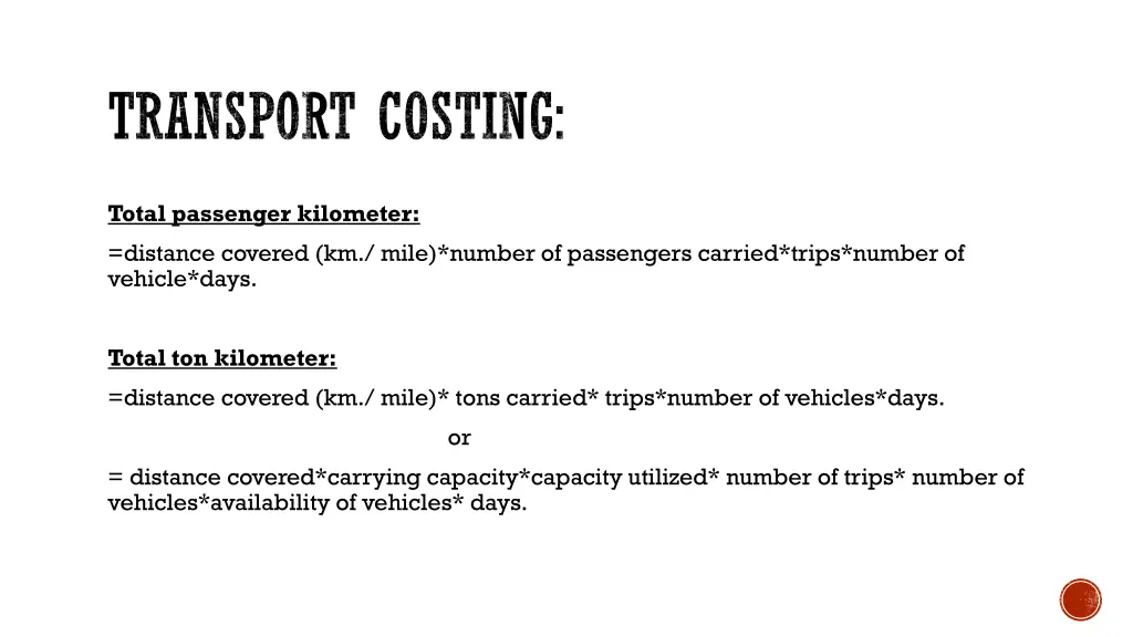 transport costing