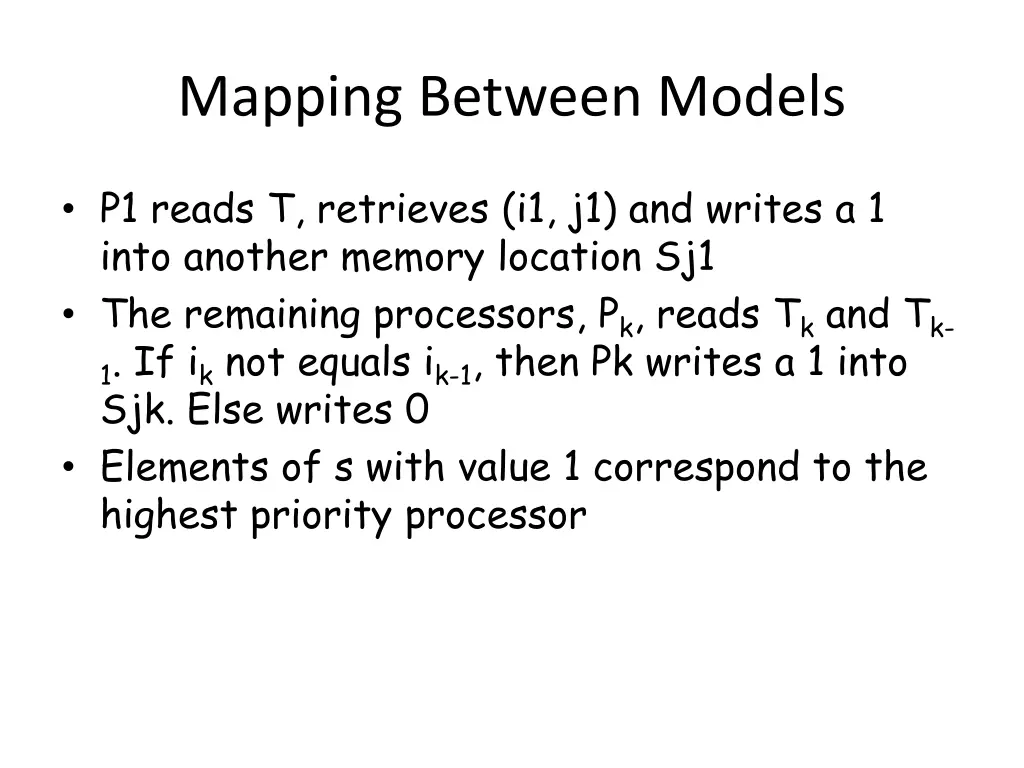 mapping between models 1