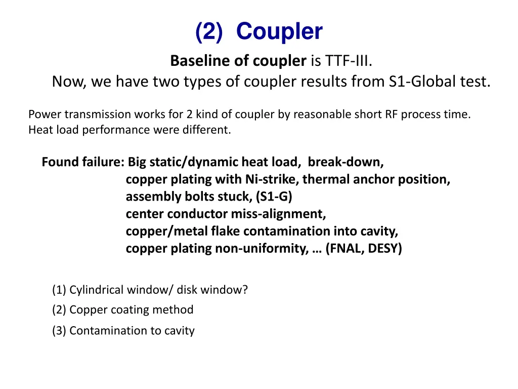 2 coupler baseline of coupler is ttf iii