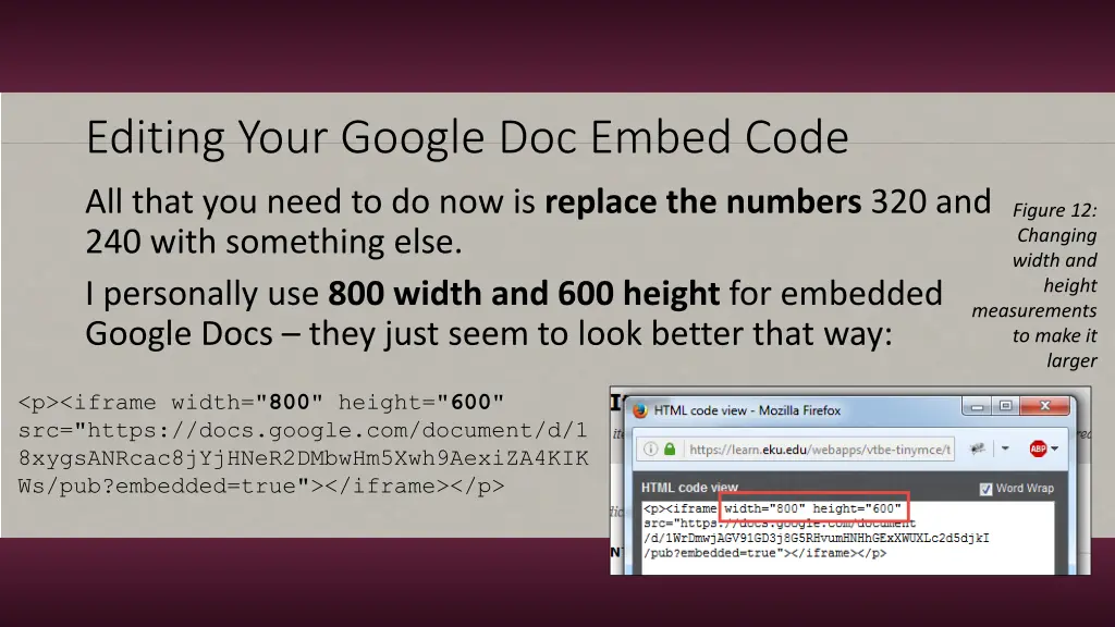 editing your google doc embed code 2