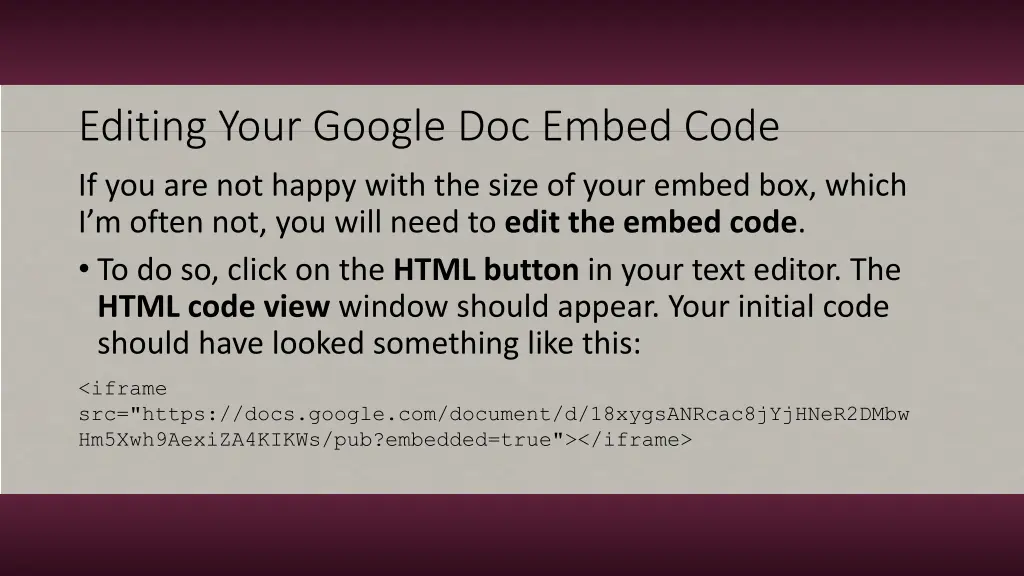 editing your google doc embed code