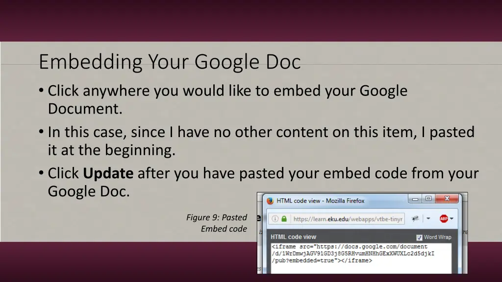 embedding your google doc click anywhere