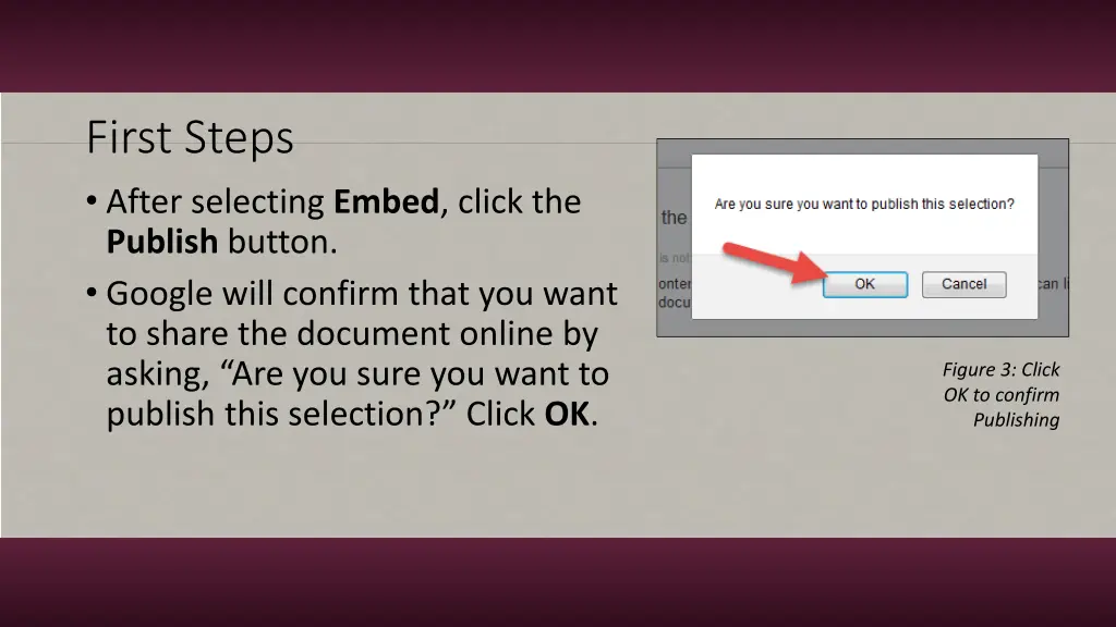 first steps after selecting embed click