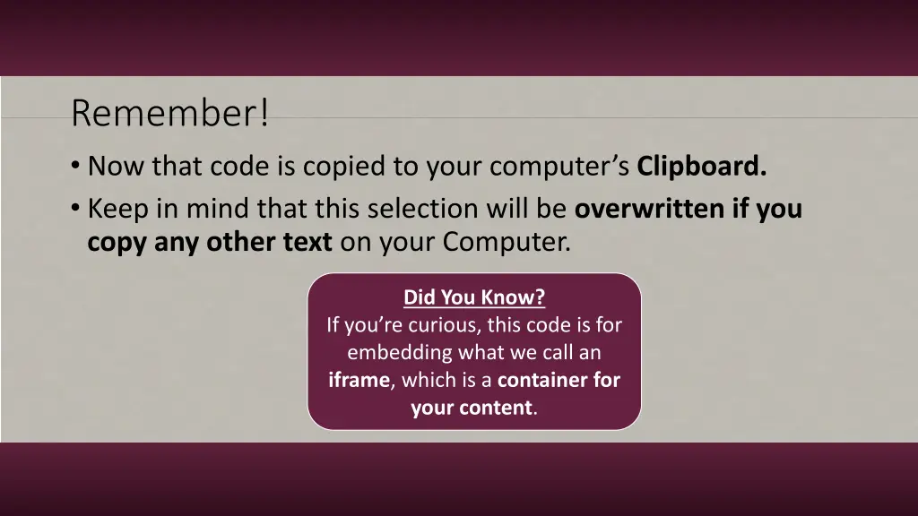 remember now that code is copied to your computer