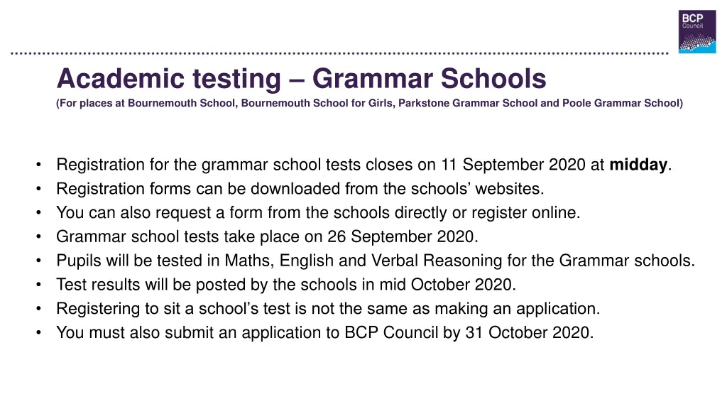 academic testing grammar schools for places