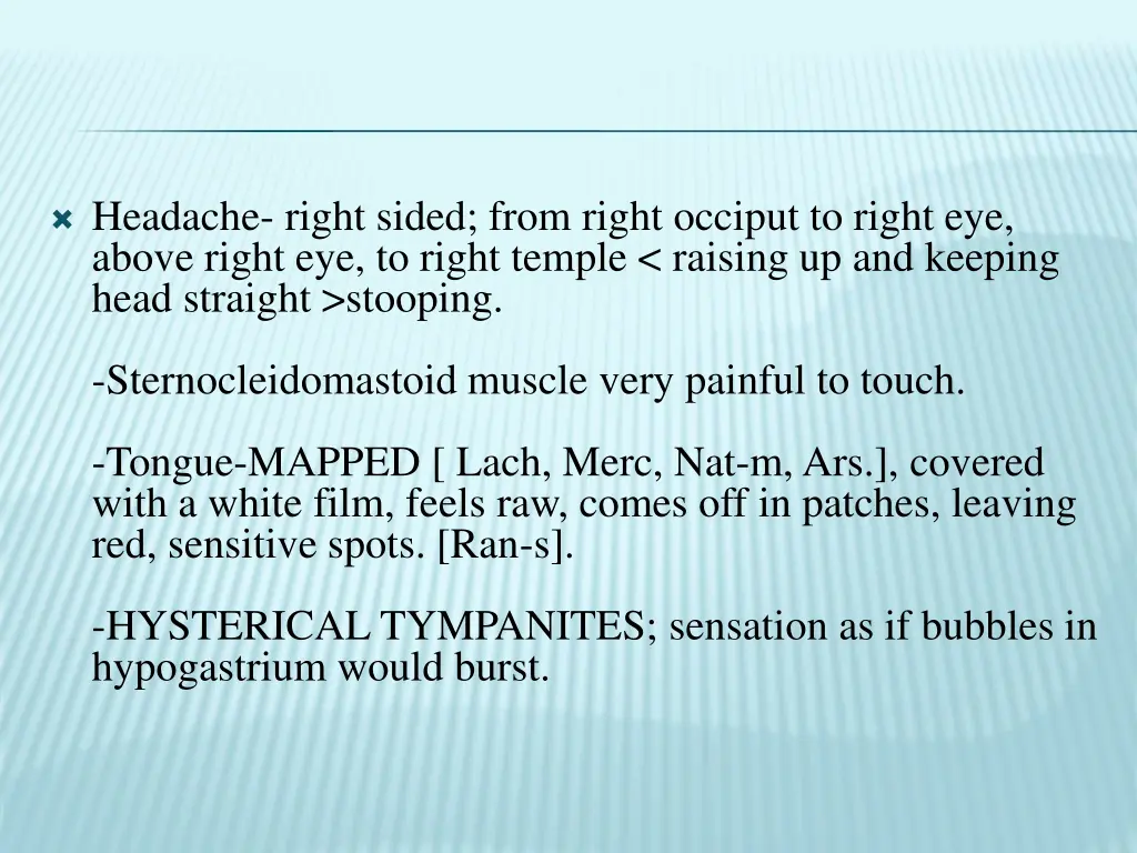 headache right sided from right occiput to right