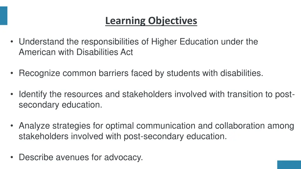 learning objectives