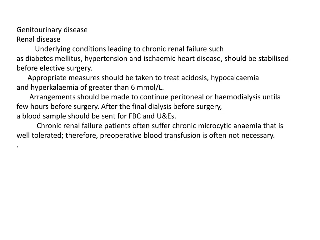 genitourinary disease renal disease underlying