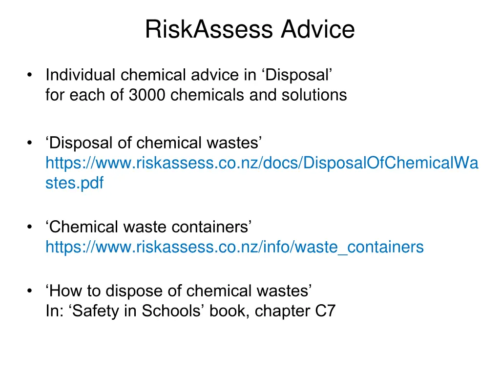 riskassess advice