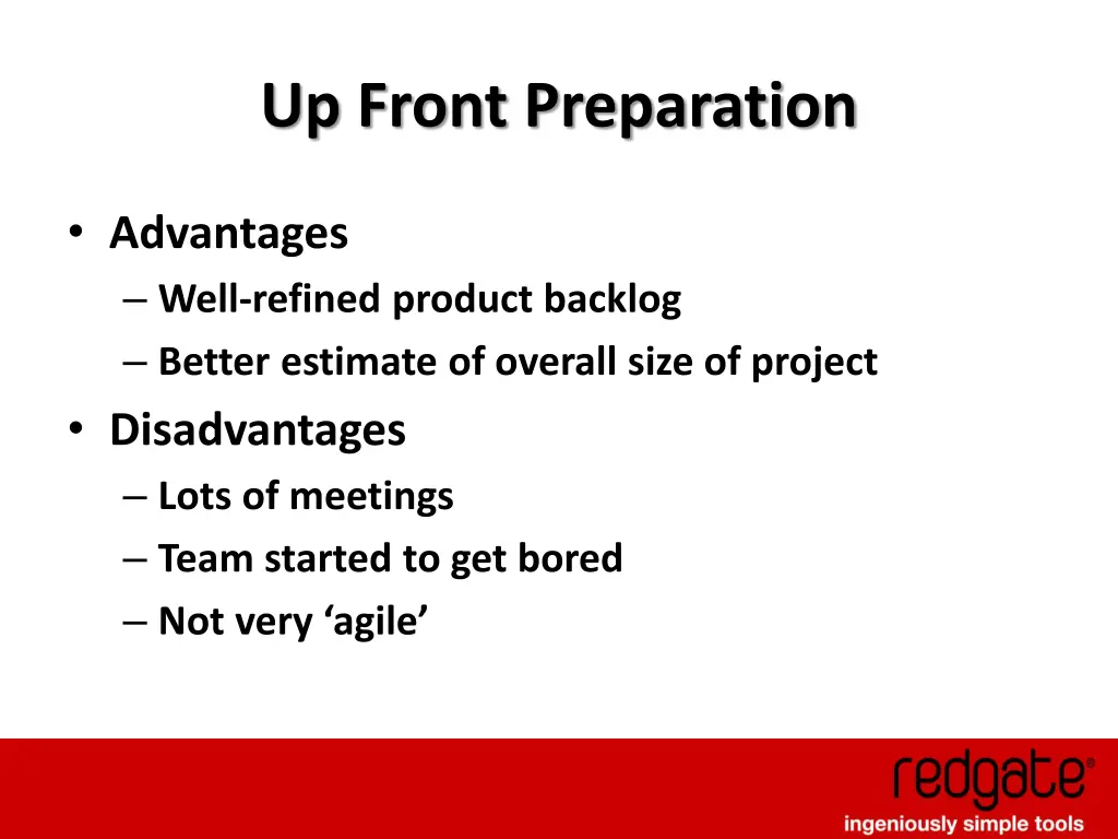 up front preparation