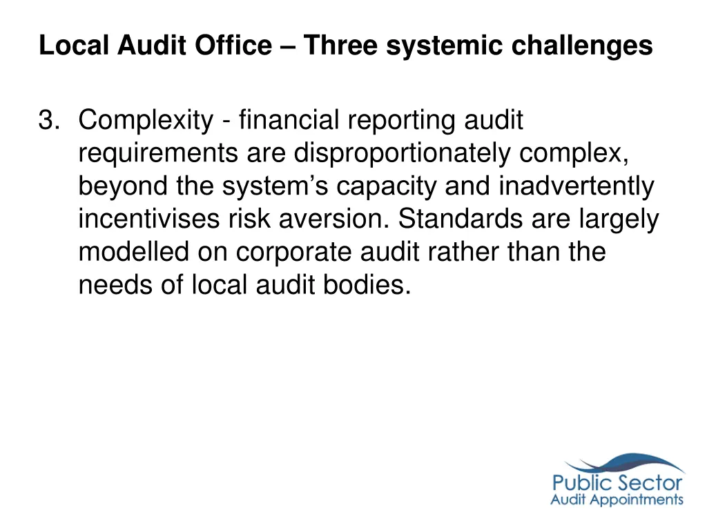 local audit office three systemic challenges 1