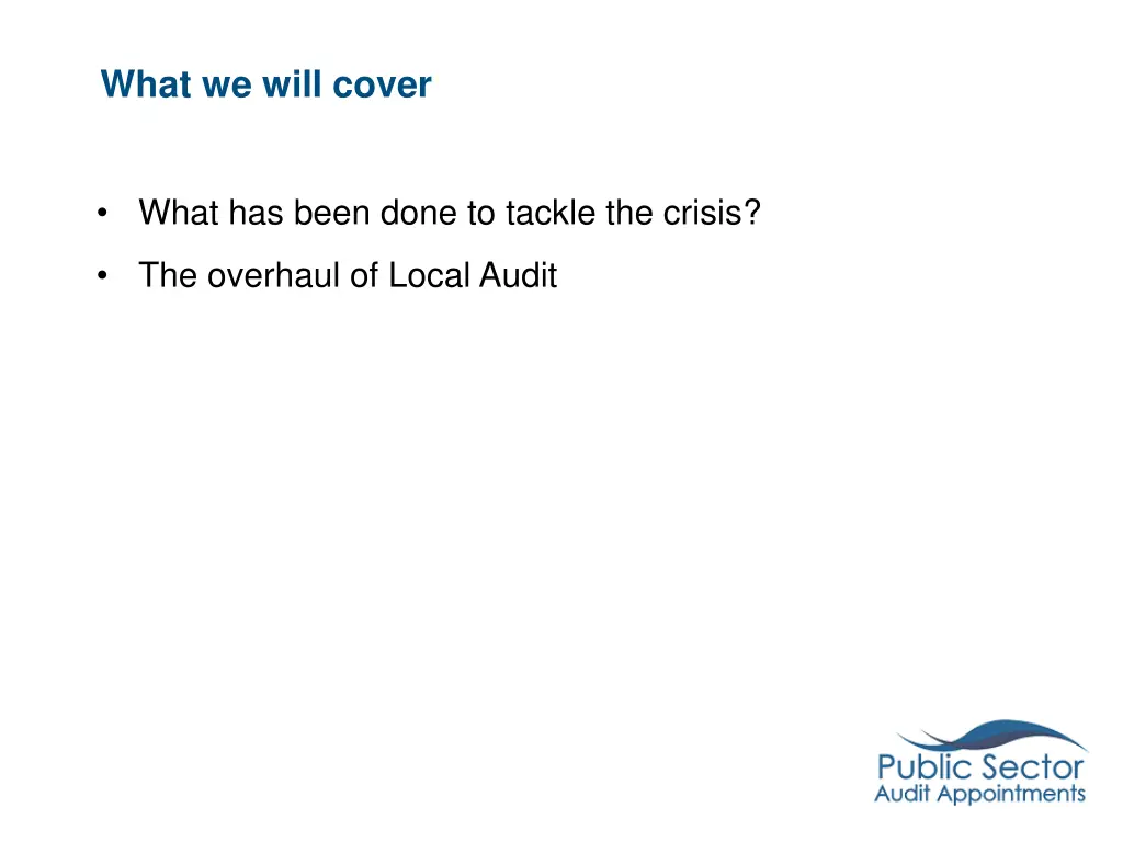 what we will cover