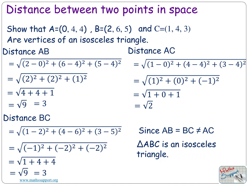 distance between two points in space 2