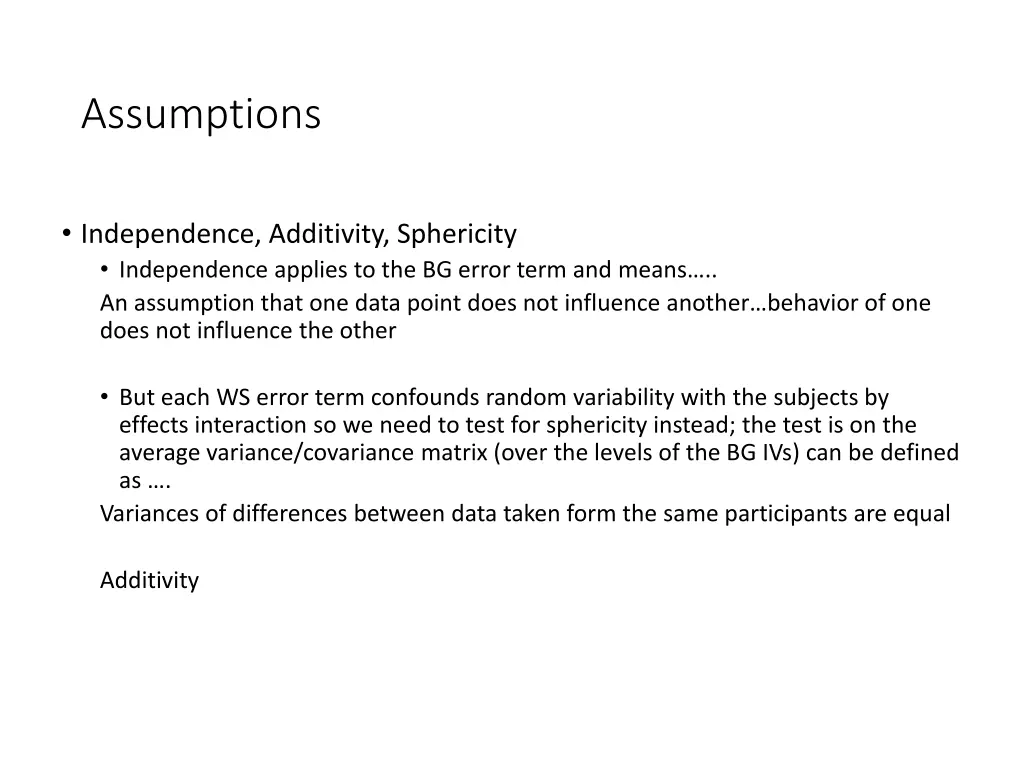 assumptions 1