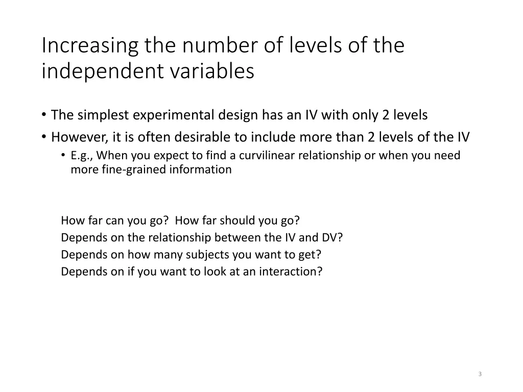 increasing the number of levels
