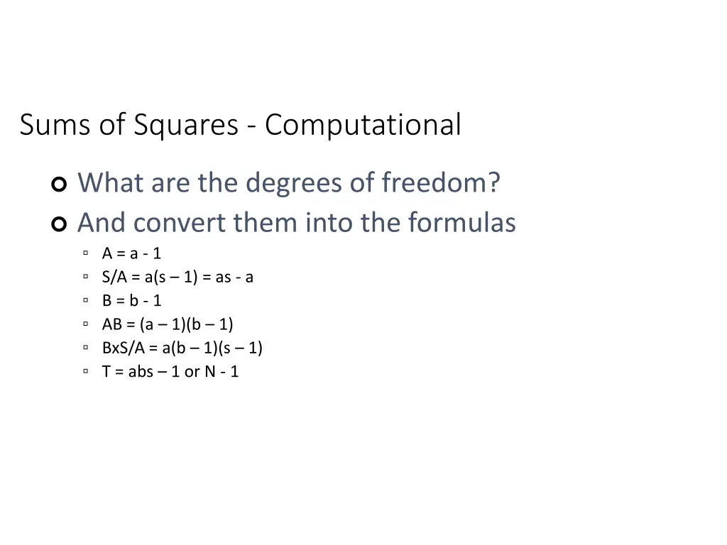 sums of squares computational