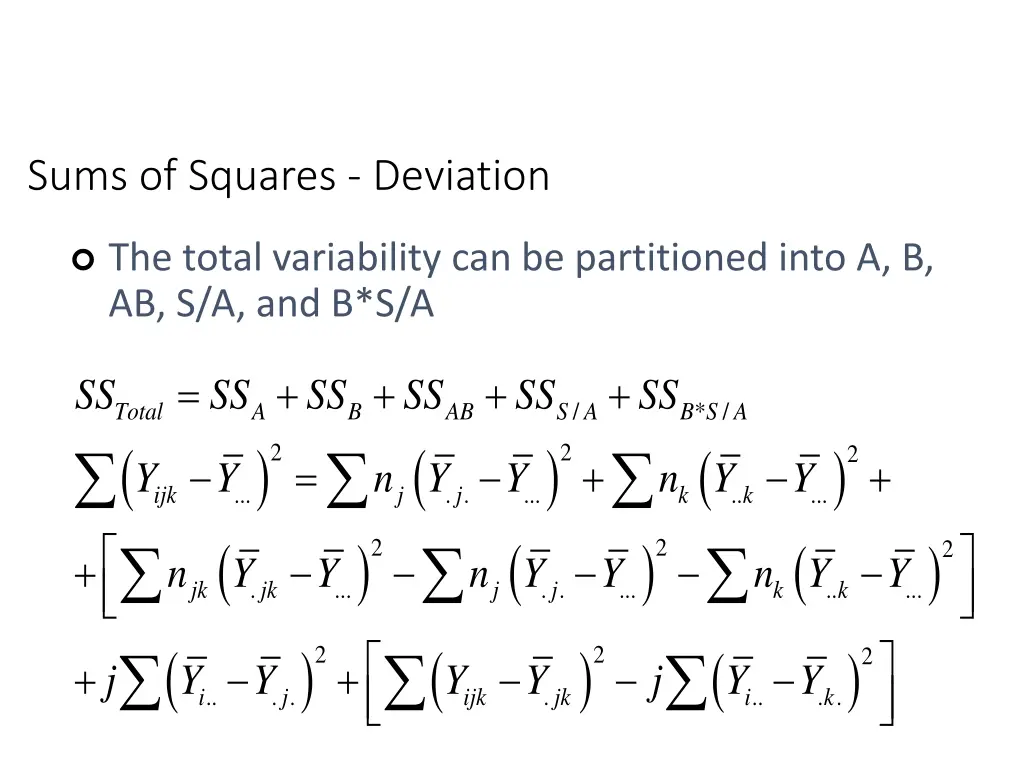 sums of squares deviation