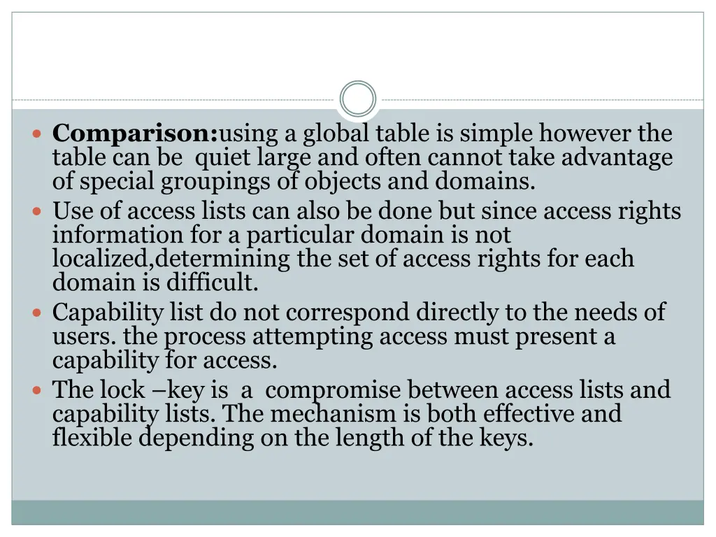 comparison using a global table is simple however