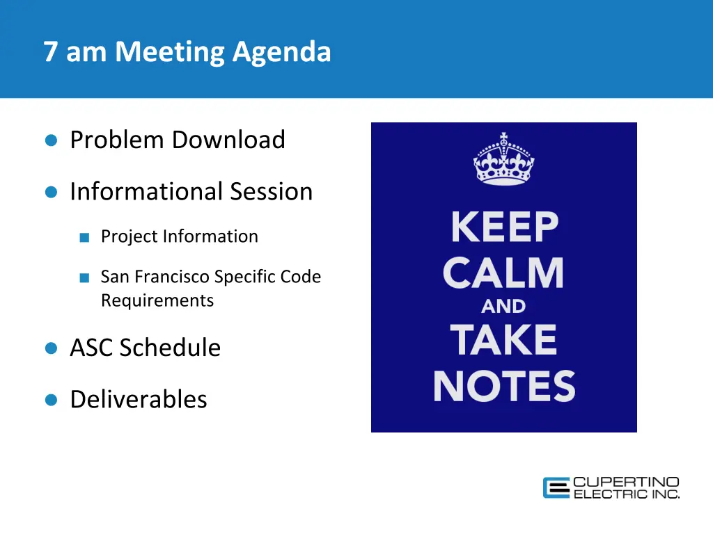 7 am meeting agenda