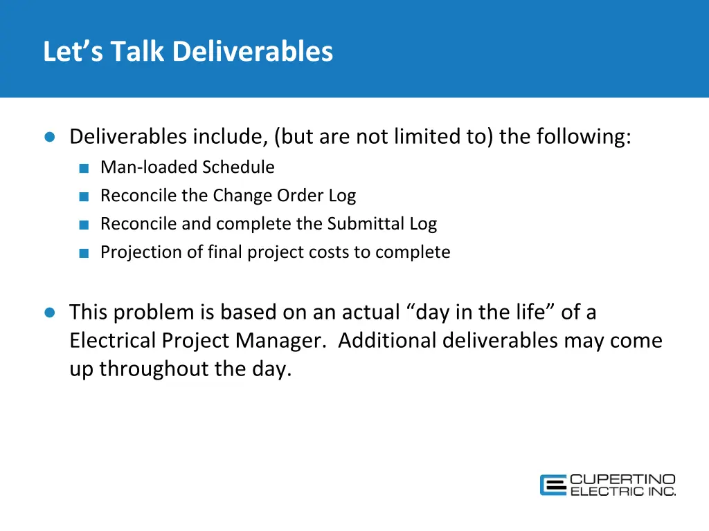 let s talk deliverables