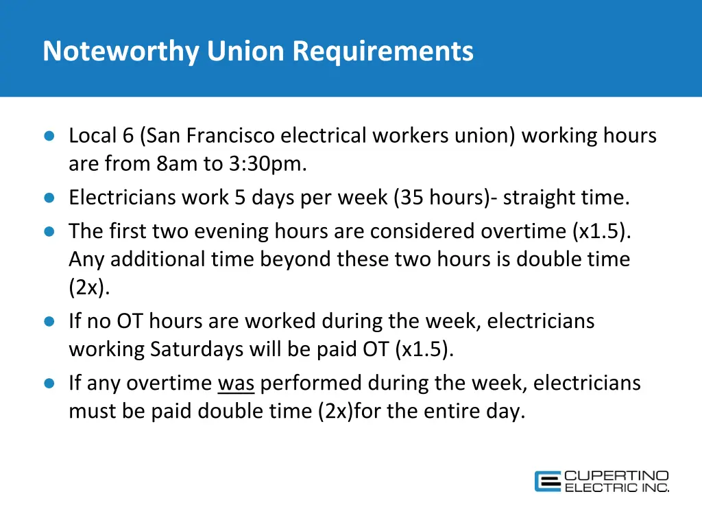 noteworthy union requirements