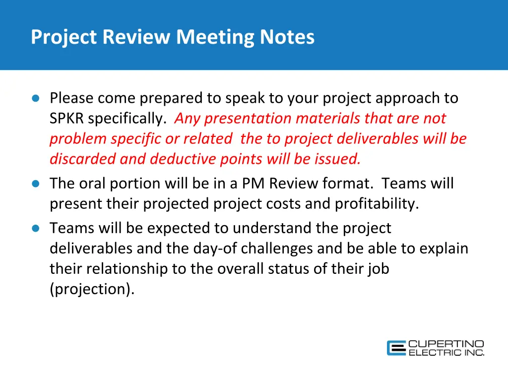 project review meeting notes